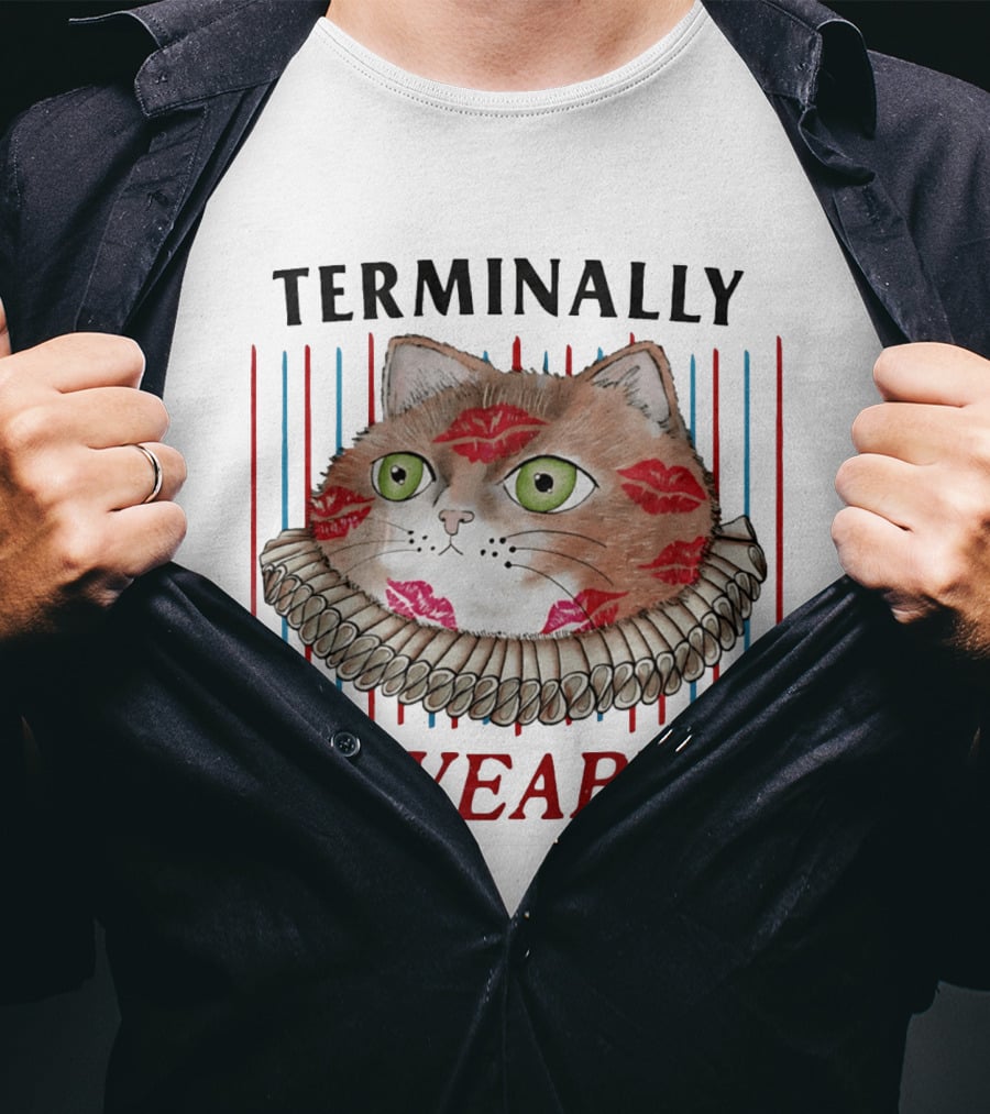 Terminally Loveable Cat With Lipstick Kisses And Collar T-Shirt