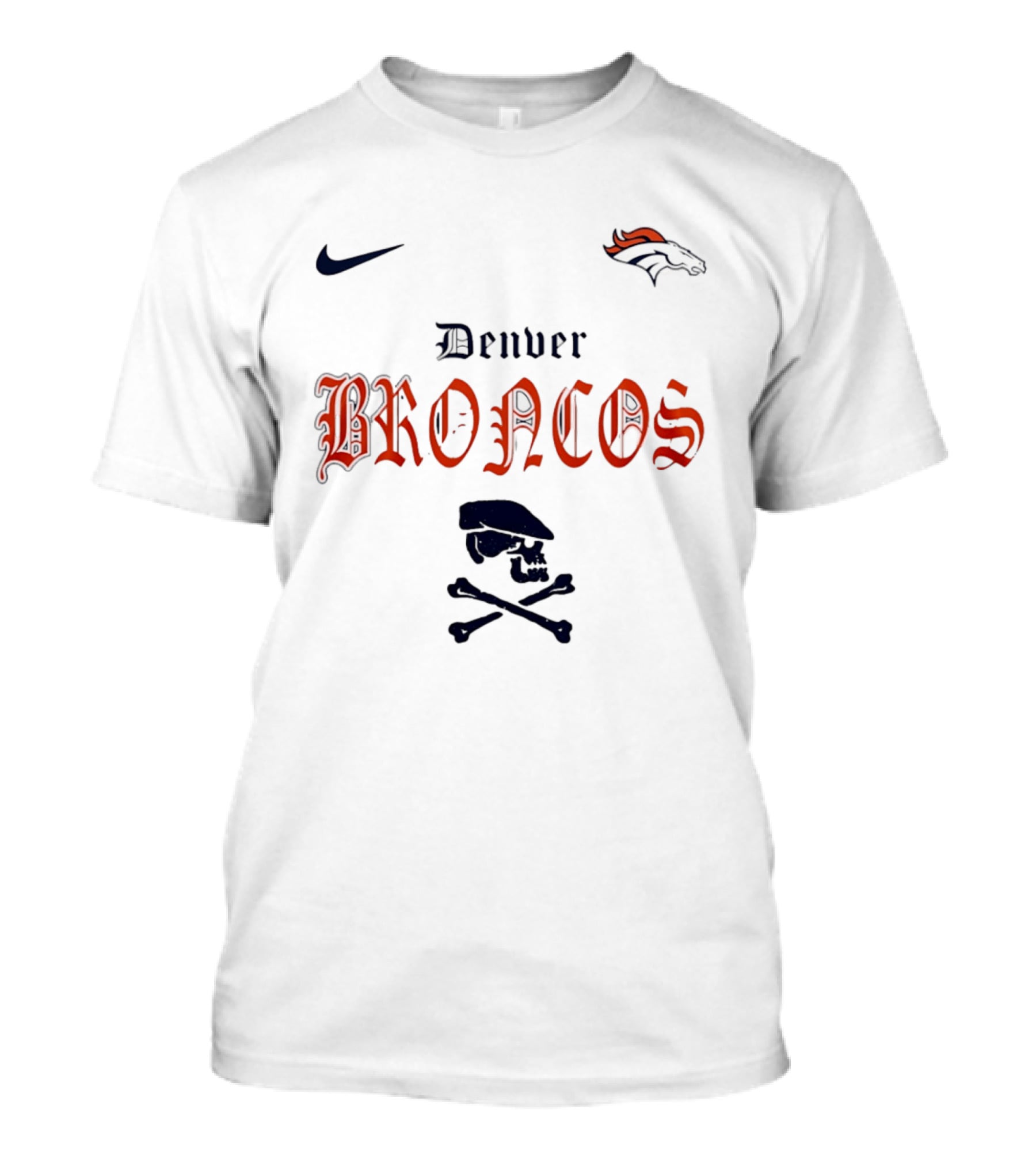 Denver Broncos Dropkick Murphys Skull Crossbones Nike Collaboration Go Broncos T-Shirt