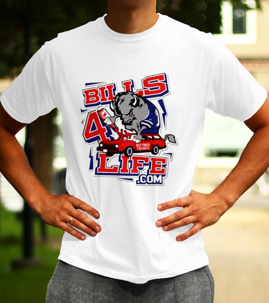 BILLS 4 LIFE COM Buffalo And Jumping Car T-Shirt