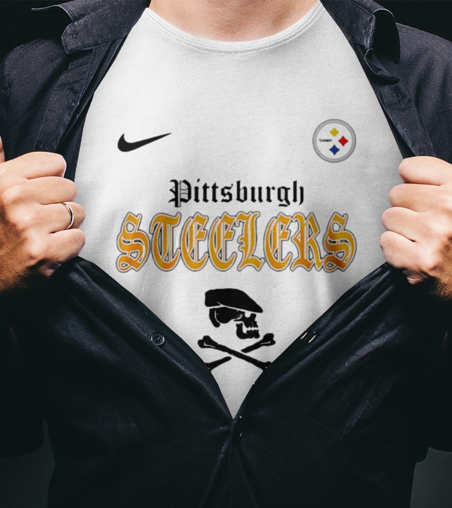 Pittsburgh Steelers Dropkick Murphys Skull Crossbones Collaboration Nike T-Shirt