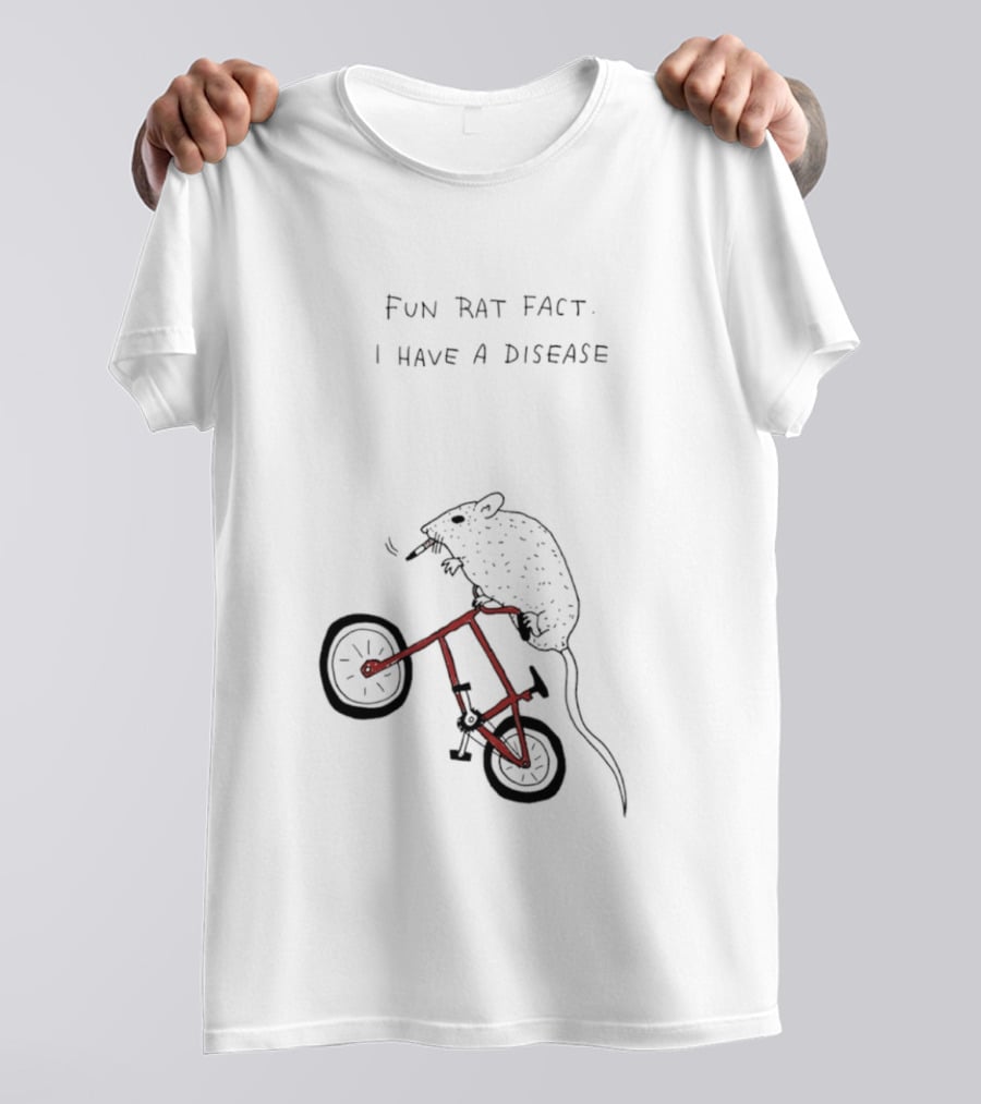 Fun Rat Fact I Have A Disease Rat On Bicycle T-Shirt