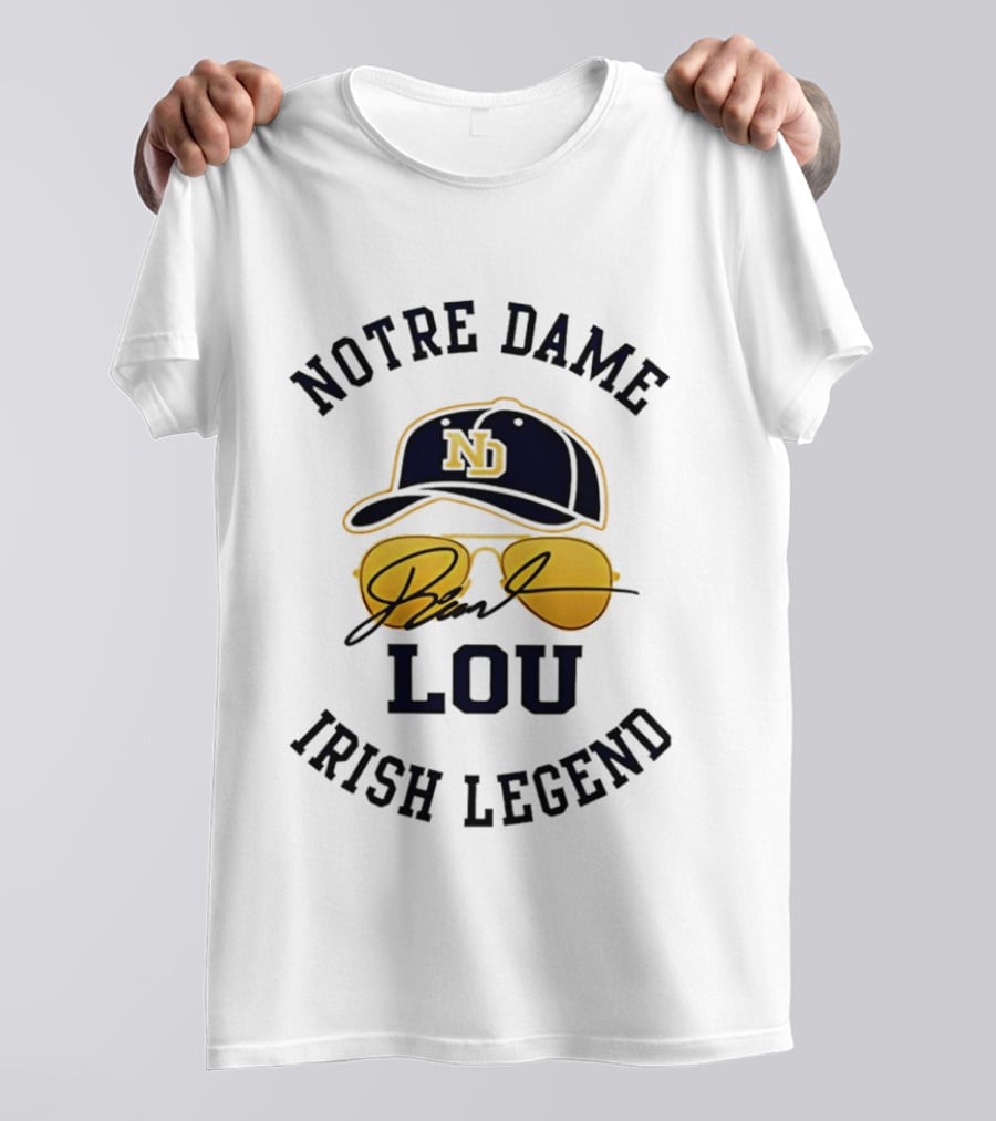 Notre Dame Irish Legend Lou Holtz ND Hat Signature T-Shirt