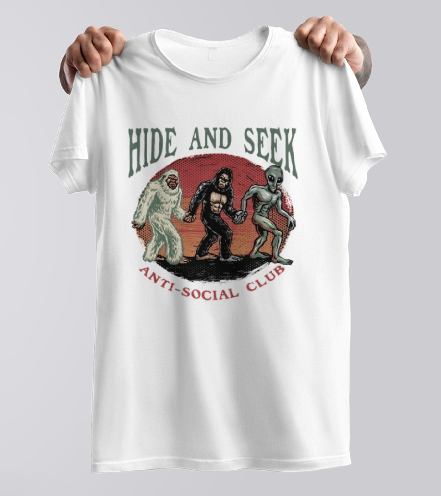 Hide And Seek Anti Social Club Yeti Bigfoot Alien Collaboration T-Shirt
