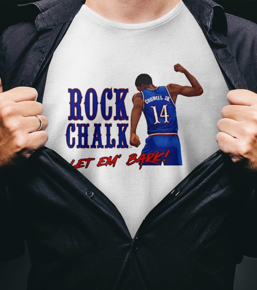 Rock Chalk Melvin Council Jr 14 Let Em' Bark T-Shirt