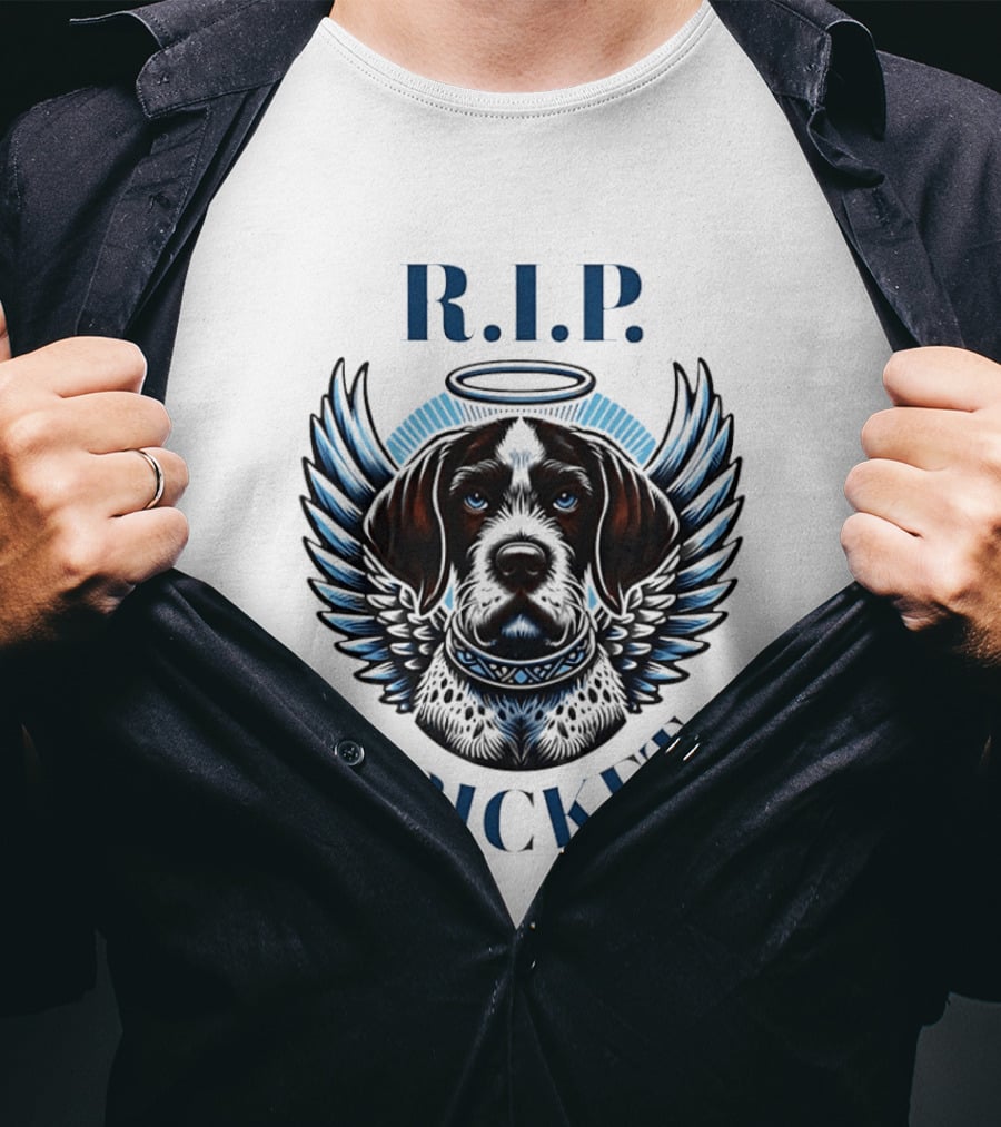 RIP Cricket Halo Angel Wings Dog Memorial T-Shirt