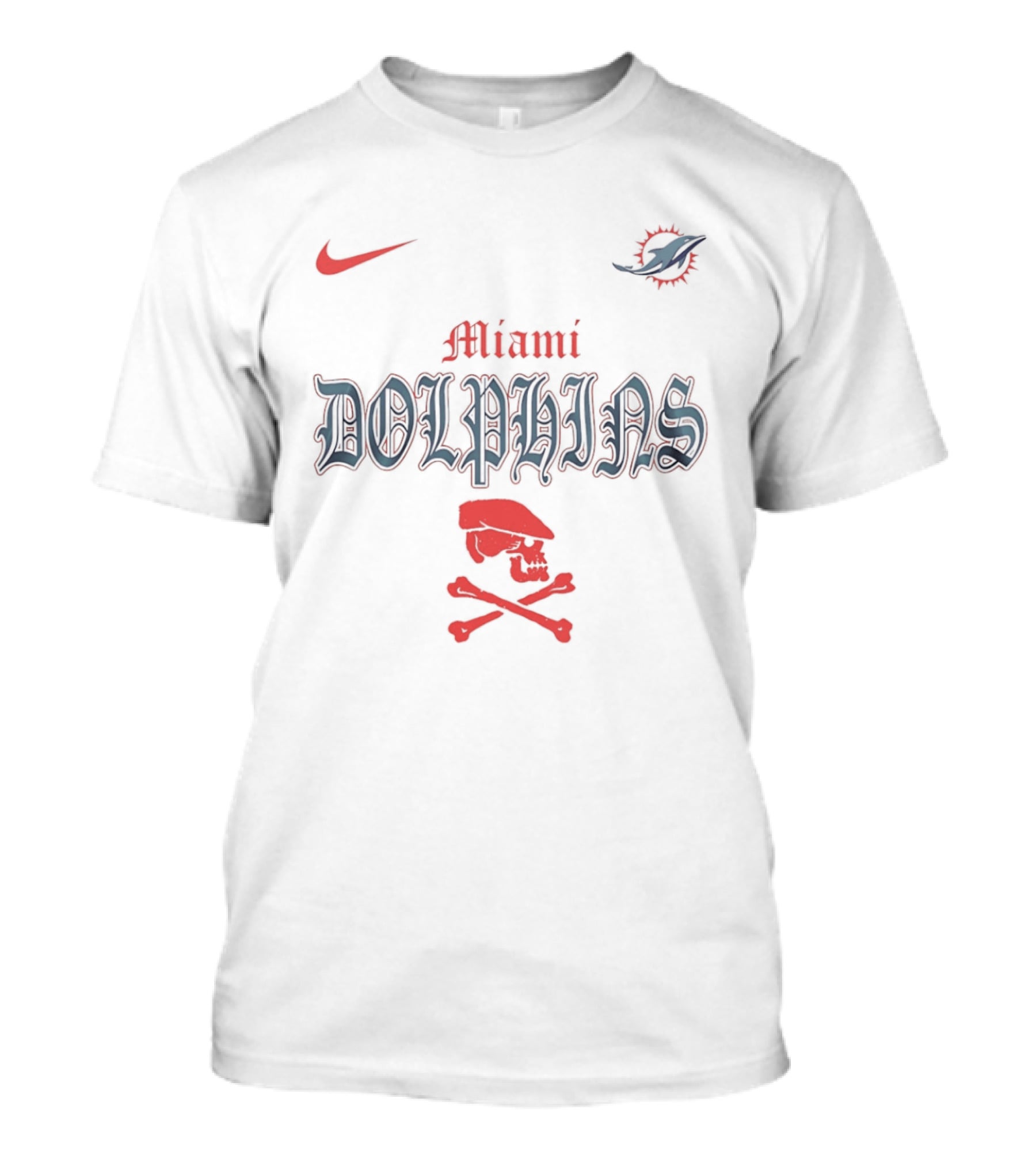 Miami Dolphins Dropkick Murphys Skull Nike NFL Collaboration T-Shirt
