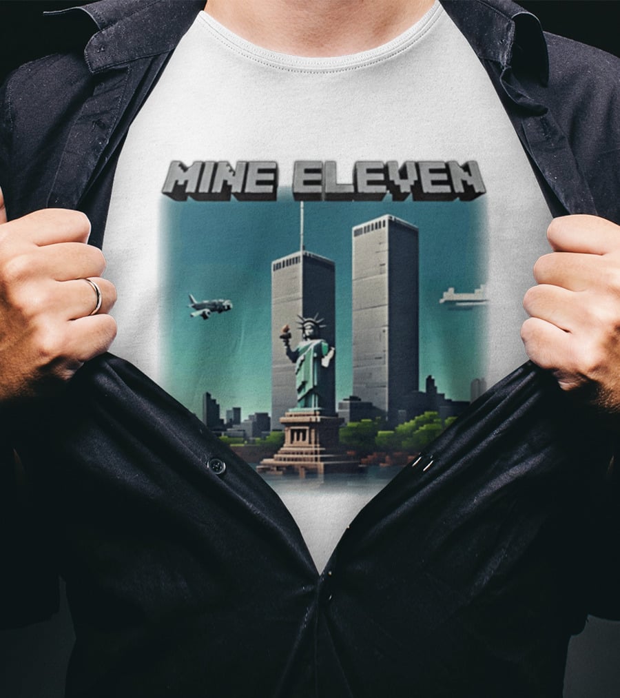 Mine Eleven Liberty Towers Tribute With Statue Of Liberty And Plane T-Shirt