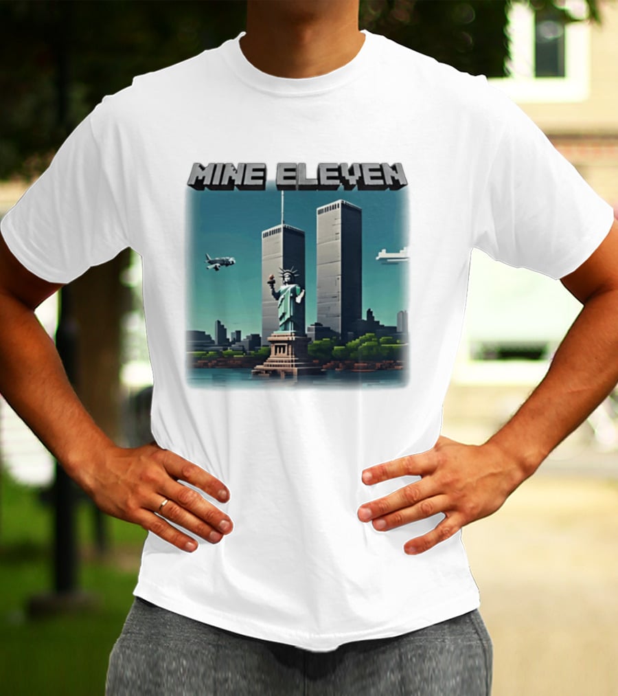 Mine Eleven Liberty Towers Tribute With Statue Of Liberty And Plane T-Shirt
