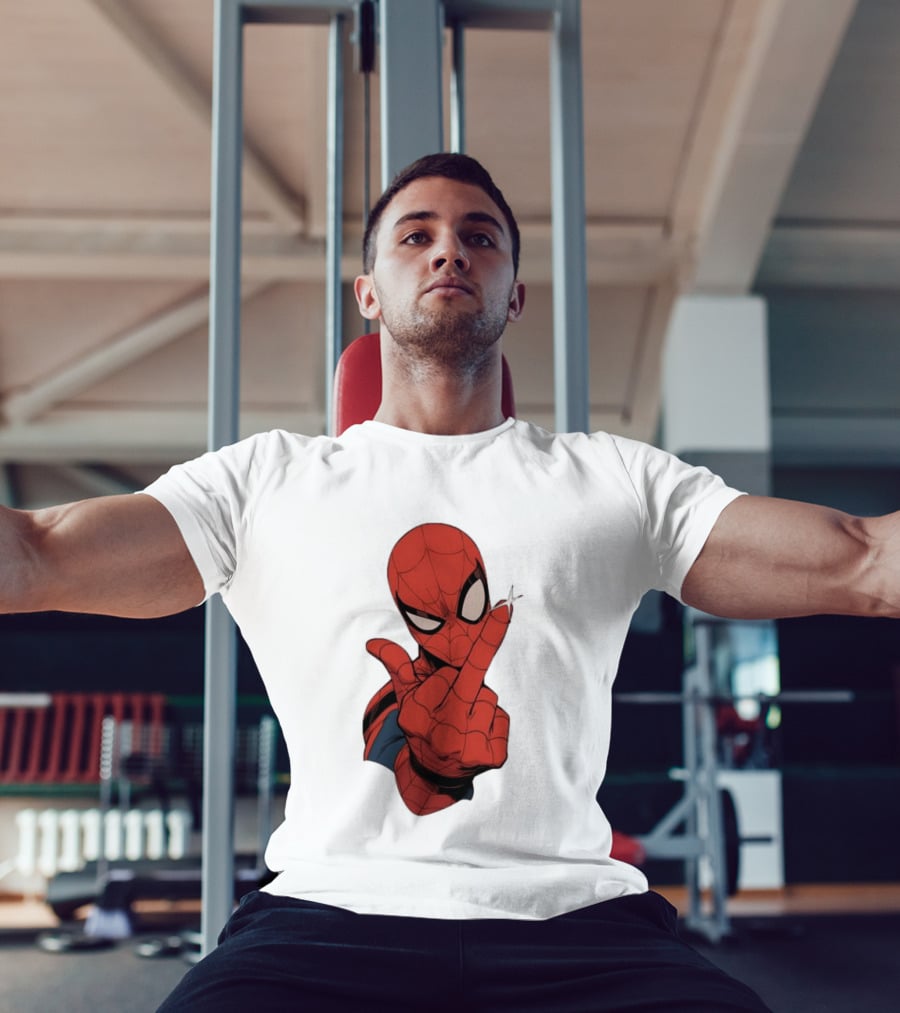 Spider Man Middle Finger Gesture Superhero Iconic Pose T-Shirt