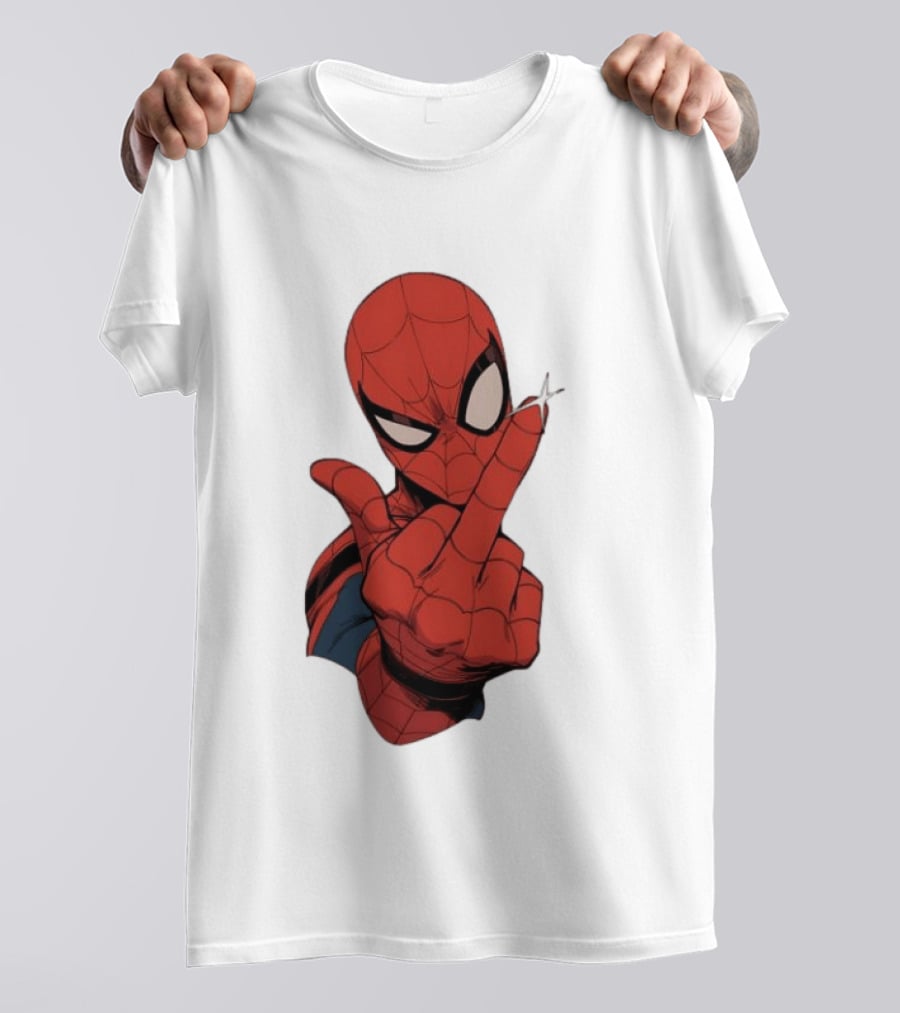 Spider Man Middle Finger Gesture Superhero Iconic Pose T-Shirt