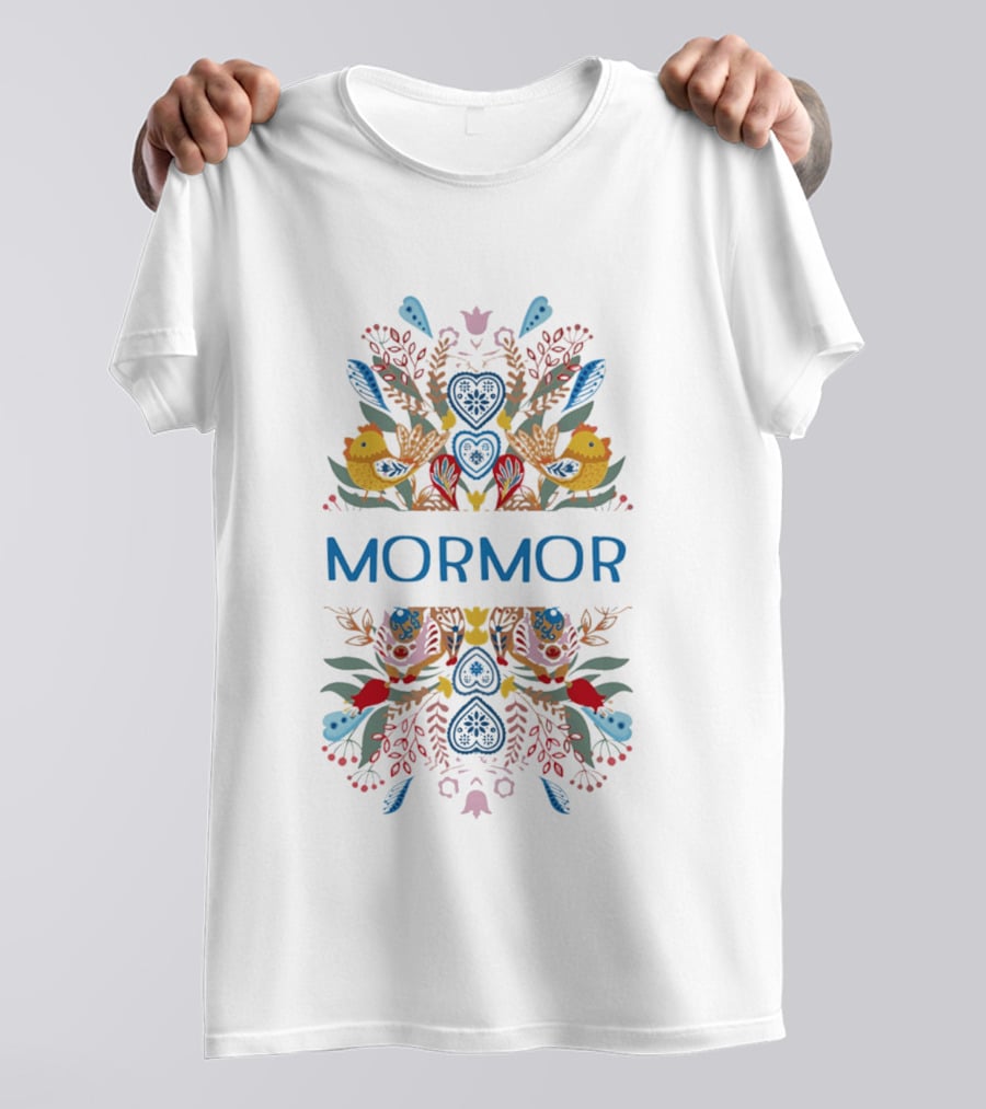 Mormor Swedish Folk Art With Colorful Birds And Floral Motifs T-Shirt