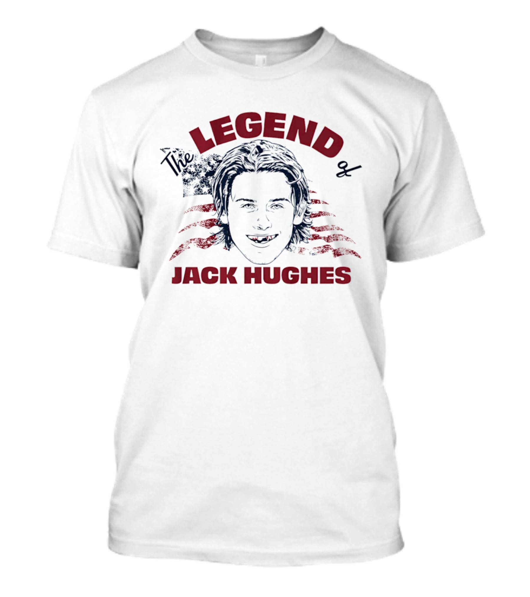 The Legend Of Jack Hughes USA Hockey American Flag T-Shirt