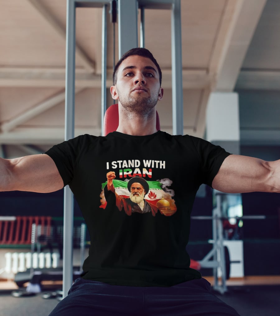 I Stand With Iran Ali Khamenei Fist Raised Iranian Flag T-Shirt