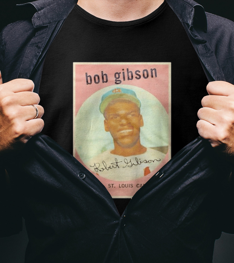 Bob Gibson 1959 St. Louis Cardinals Pitcher Vintage Topps Baseball Card T-Shirt