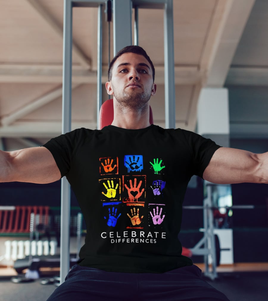 Celebrate Differences 2026 Multicolored Handprints Heart Inclusion Awareness T-Shirt