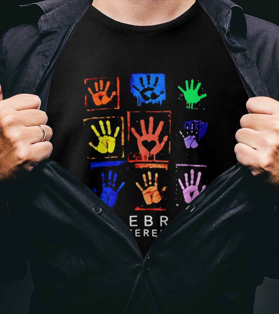 Celebrate Differences 2026 Multicolored Handprints Heart Inclusion Awareness T-Shirt