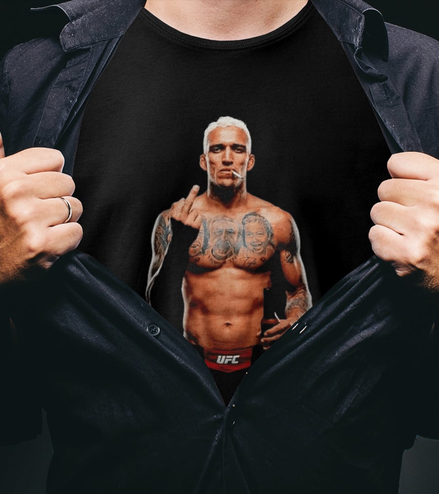 Charles Oliveira UFC Middle Finger Tattoo Smoking 2026 T-Shirt