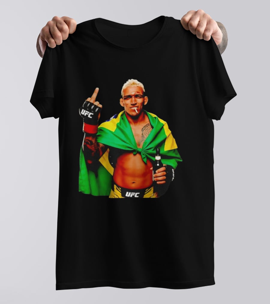 Charles Oliveira UFC Middle Finger Brazilian Flag Fighter T-Shirt
