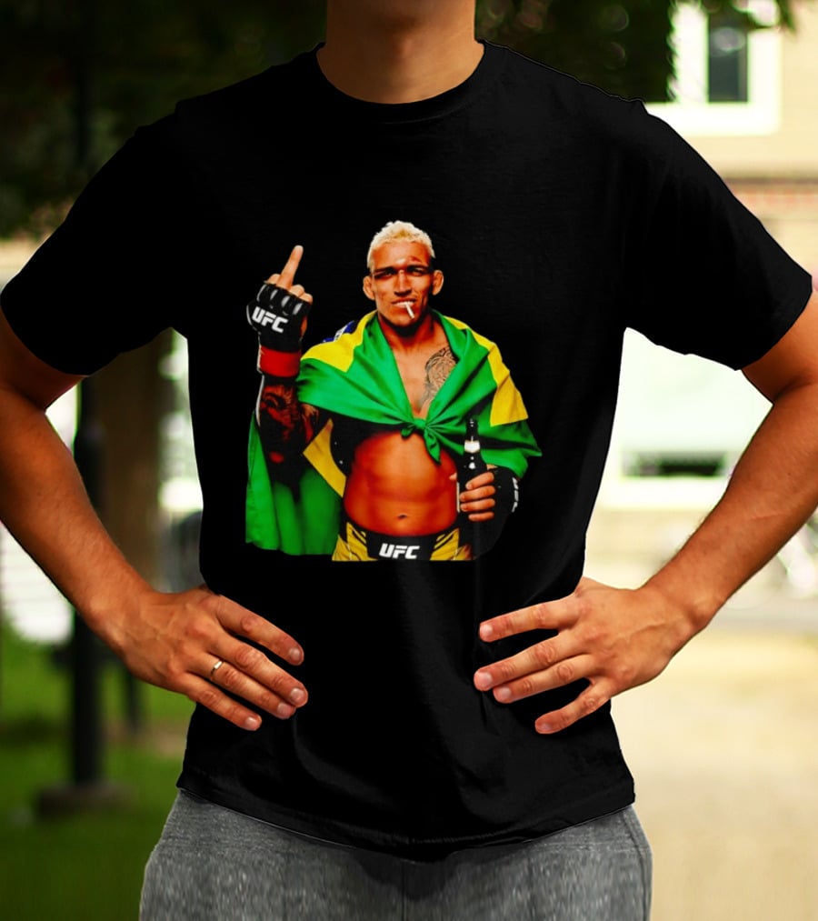 Charles Oliveira UFC Middle Finger Brazilian Flag Fighter T-Shirt