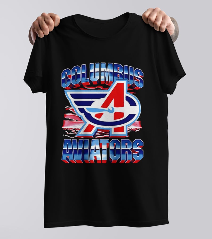 Columbus Aviators A Winged Logo American Flag T-Shirt