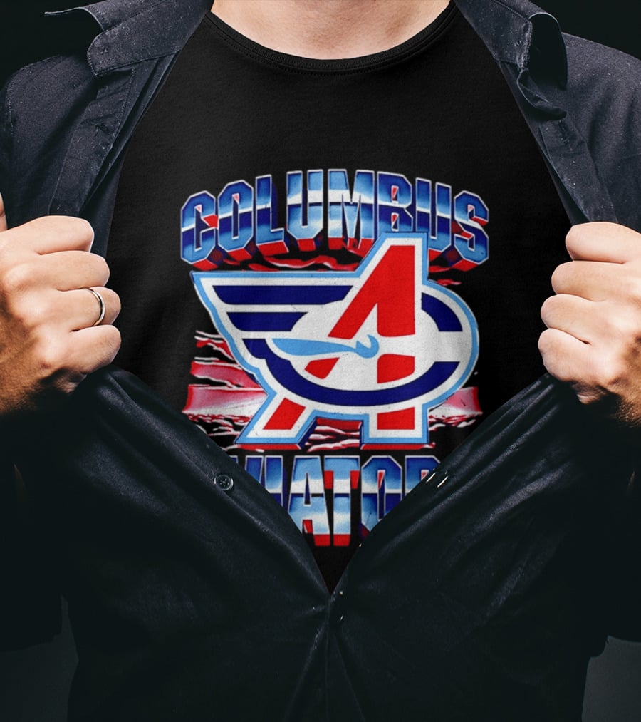 Columbus Aviators A Winged Logo American Flag T-Shirt