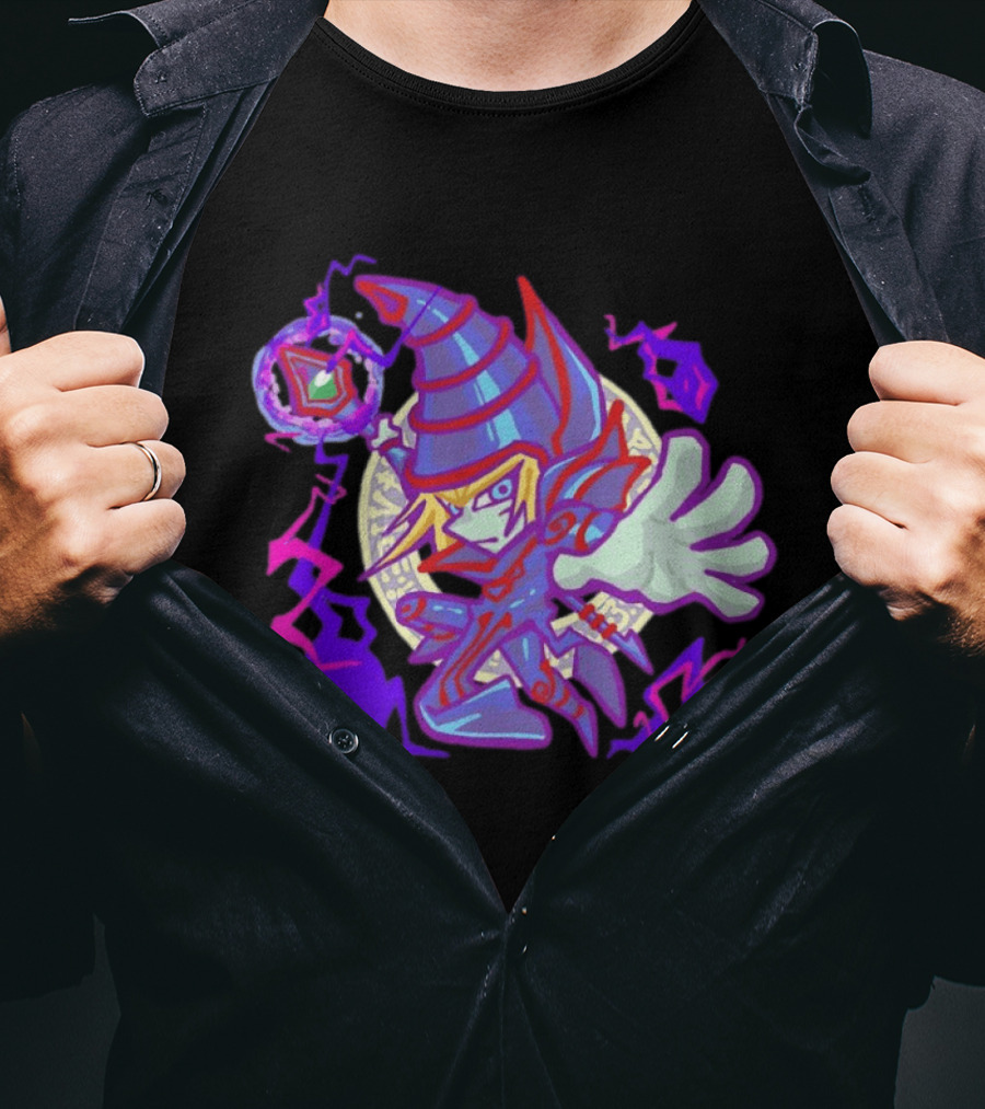 Dark Magician Yu Gi Oh Chibi Style Illustration Mystic Energy Sphere T-Shirt