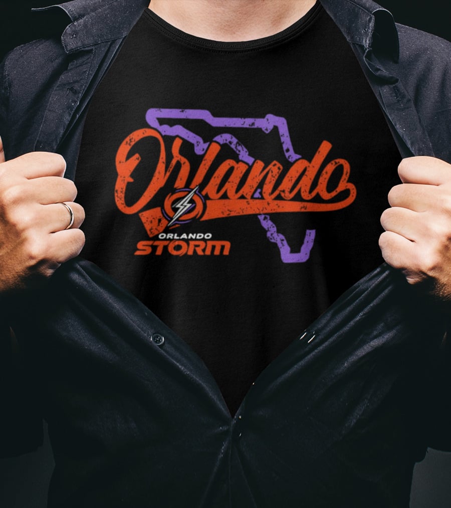 Orlando Storm Lightning Logo With Florida State Map '26 T-Shirt