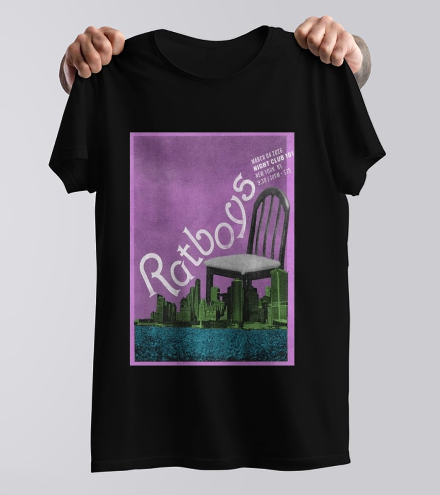 Ratboys March 4 2026 Night Club 101 New York NY Concert Event Chair Cityscape T-Shirt