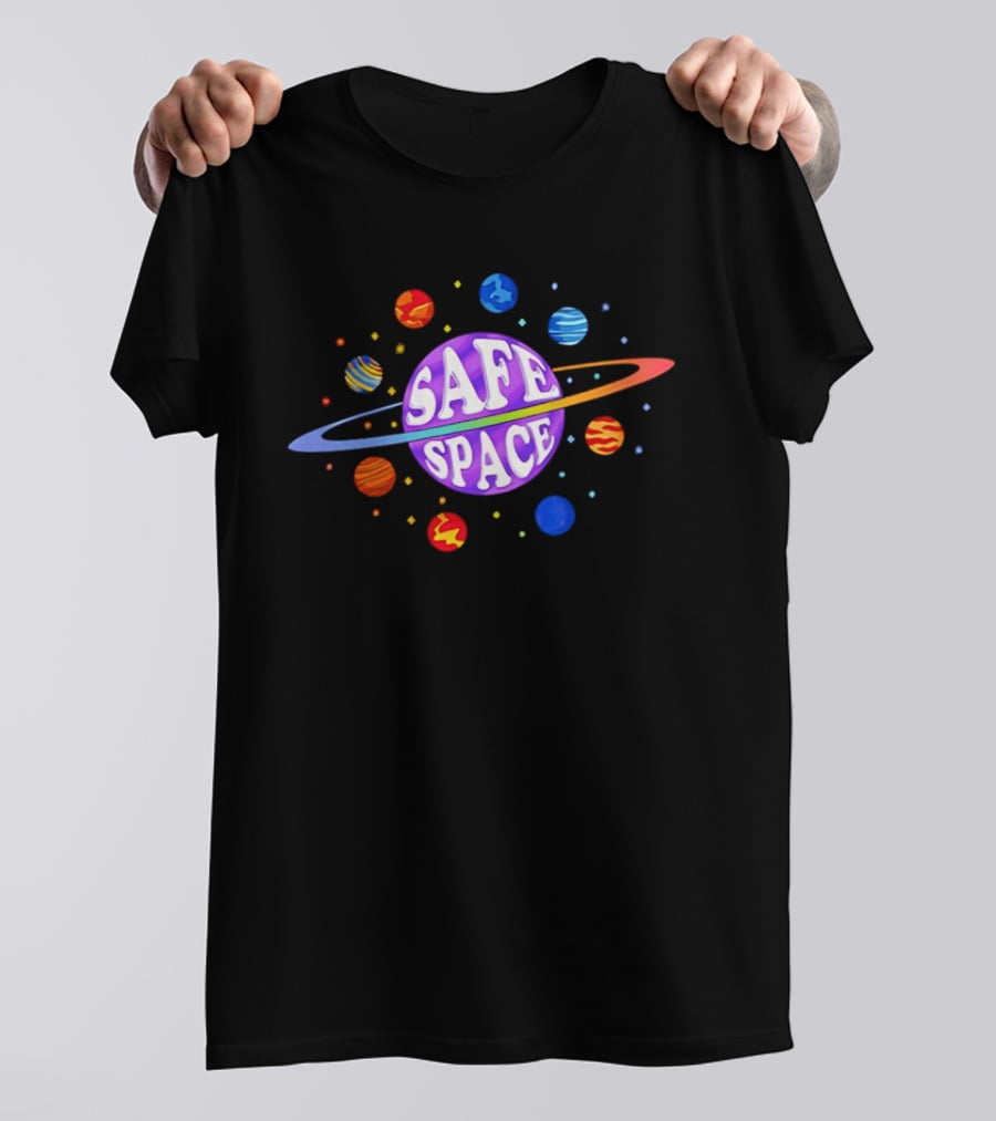 Safe Space Galaxy Colorful Planets Cosmic T-Shirt