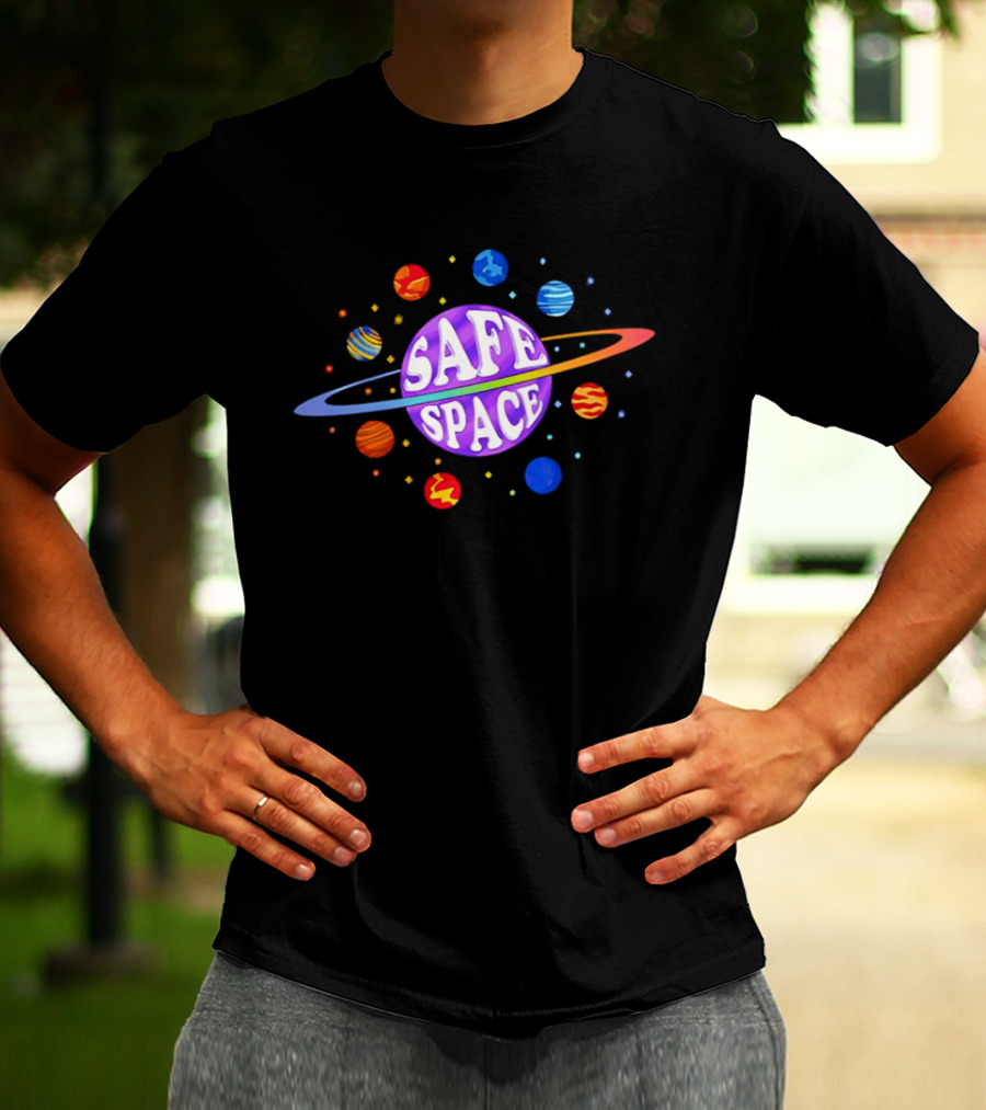 Safe Space Galaxy Colorful Planets Cosmic T-Shirt