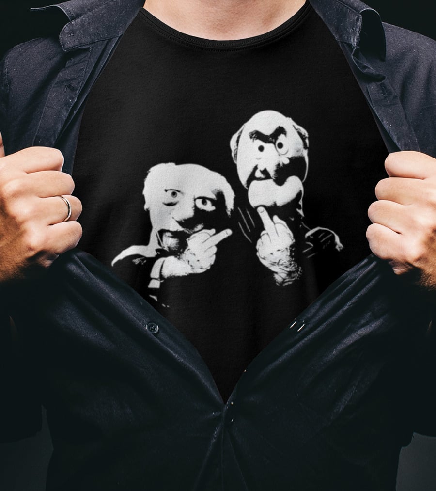 Statler And Waldorf Middle Finger Humor Icon Pair T-Shirt