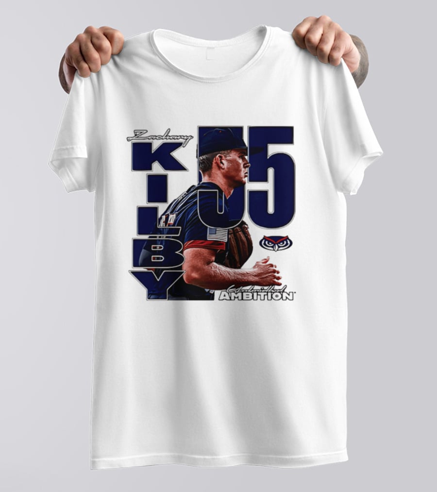 Zach Kilby 55 Baseball Ambition FAU Owls T-Shirt