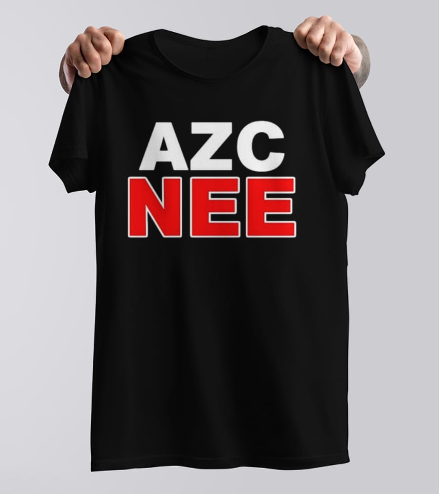 AZC NEE Bold Text White Red Contrast T-Shirt