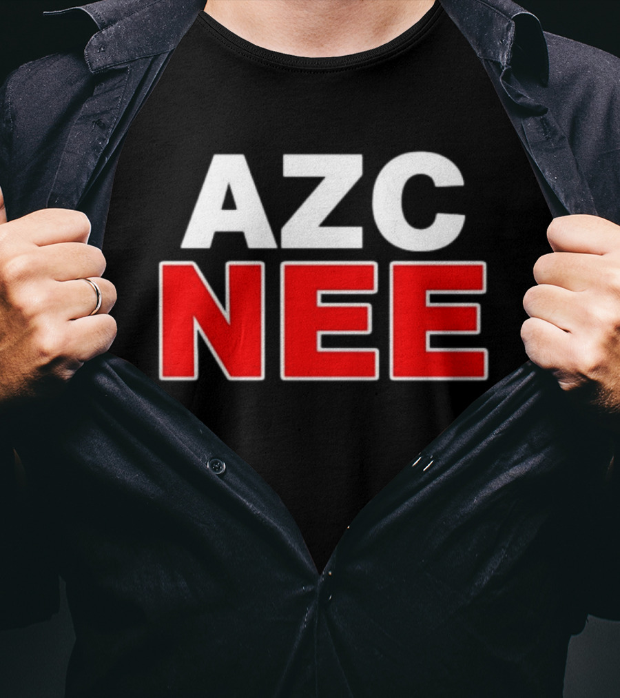 AZC NEE Bold Text White Red Contrast T-Shirt