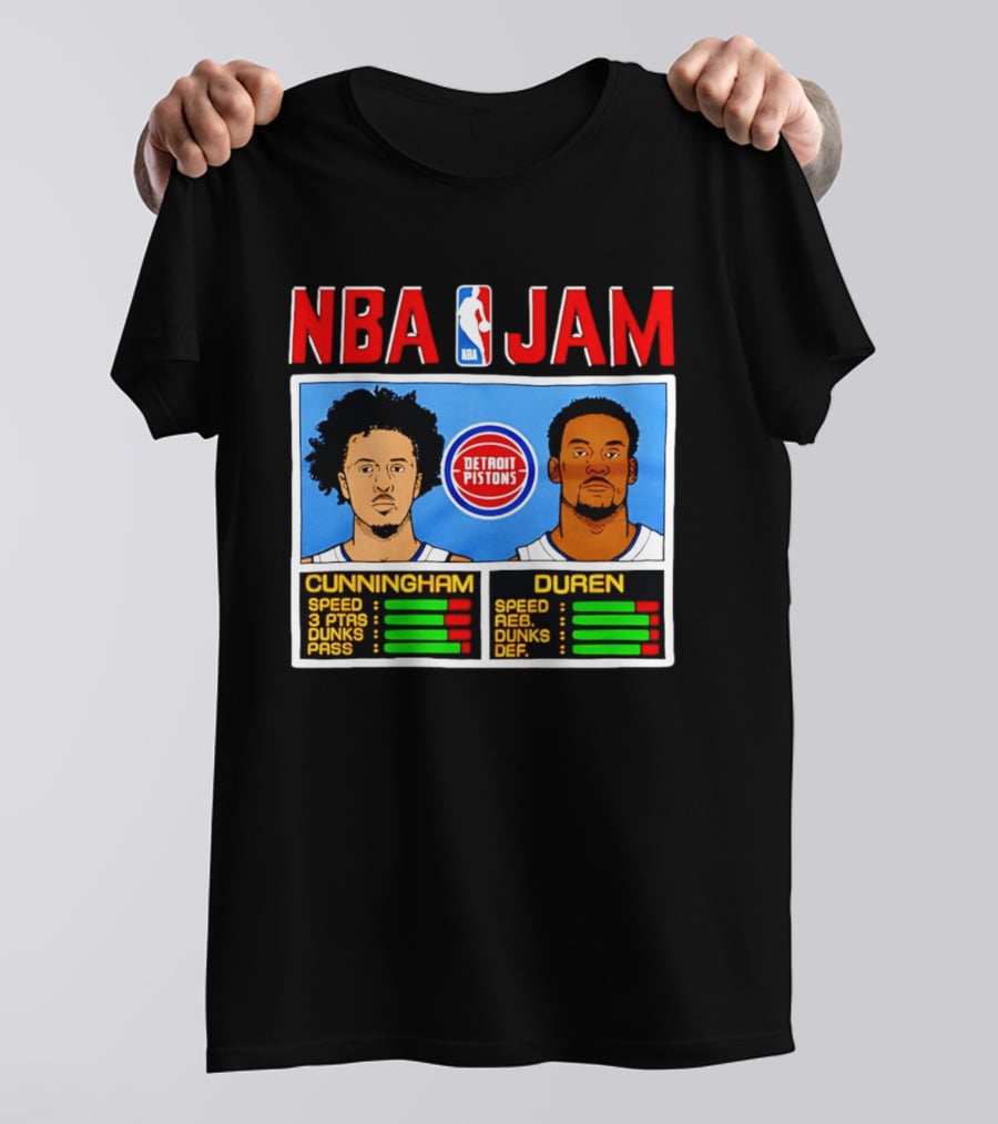 NBA Jam Detroit Pistons Cade Cunningham Jalen Duren Stats T-Shirt