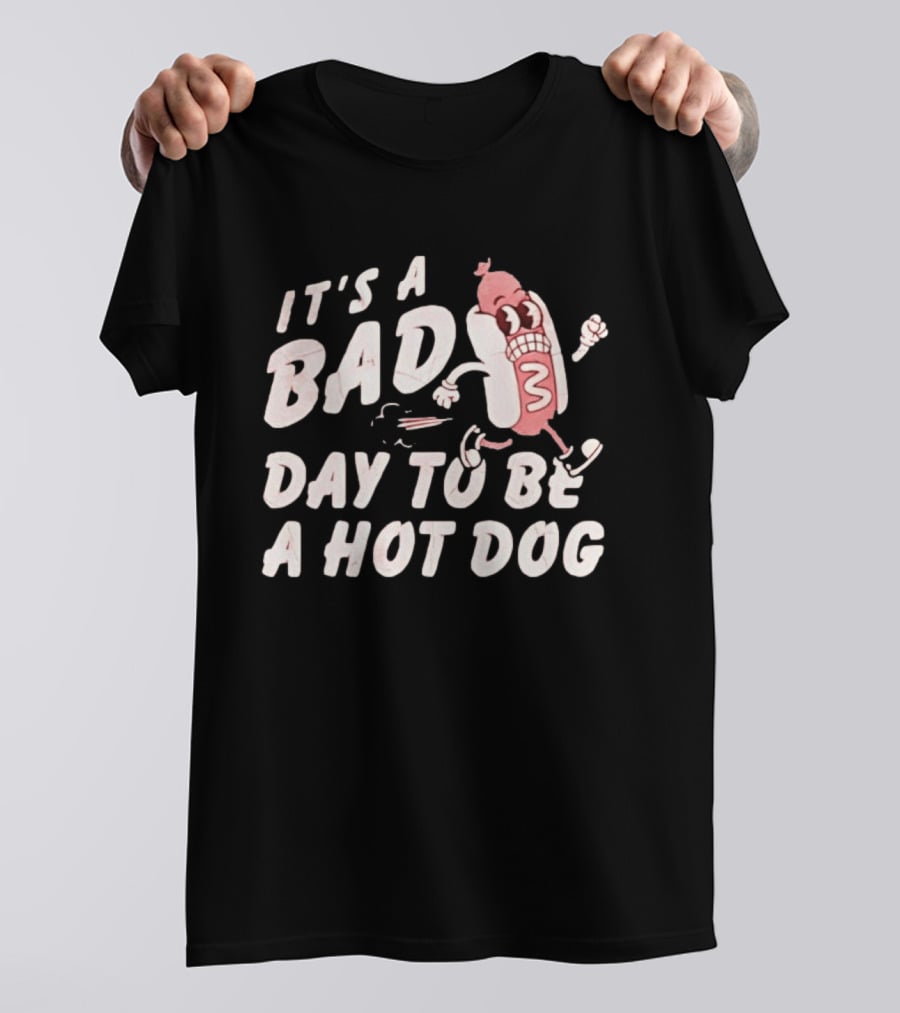 It's A Bad Day To Be A Hot Dog Meme Running Cartoon T-Shirt