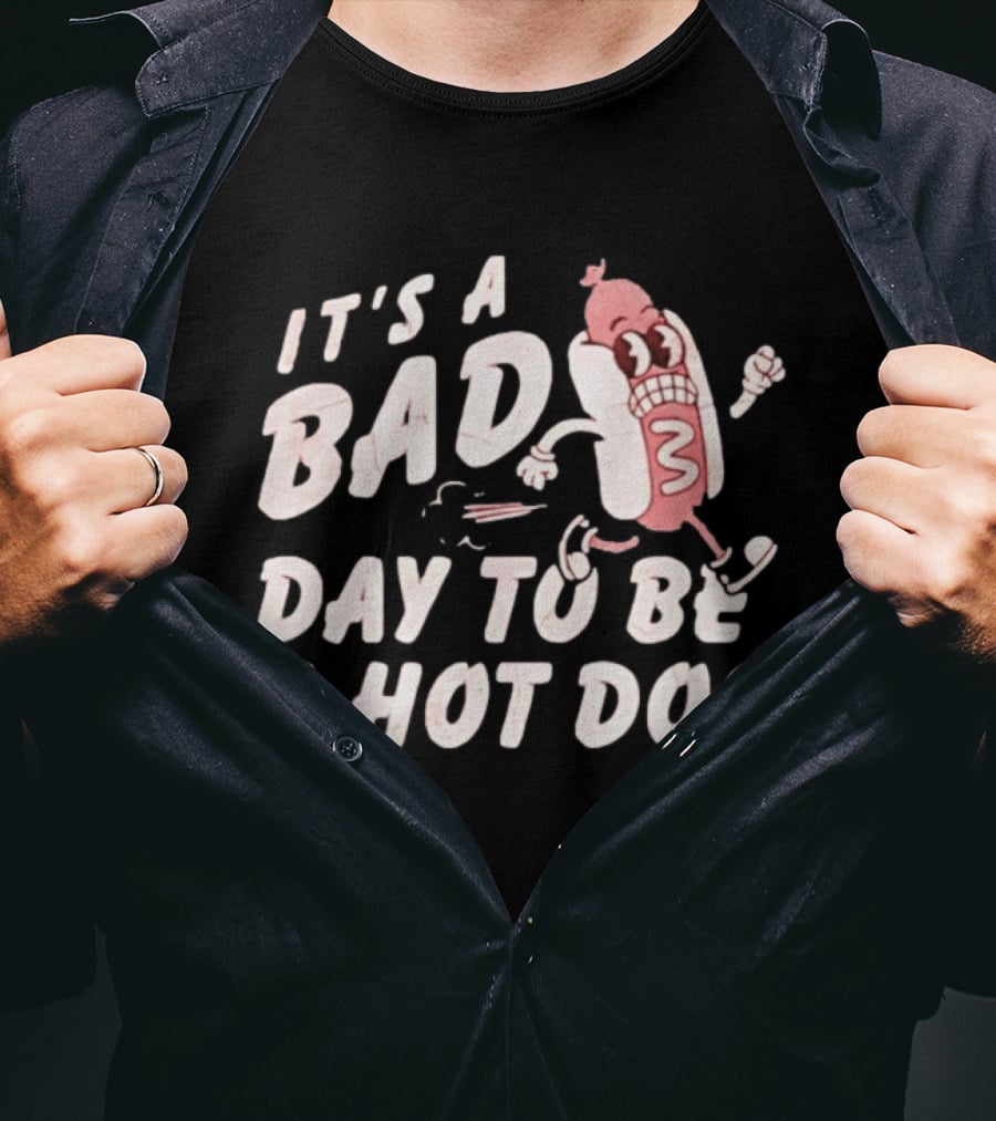 It's A Bad Day To Be A Hot Dog Meme Running Cartoon T-Shirt
