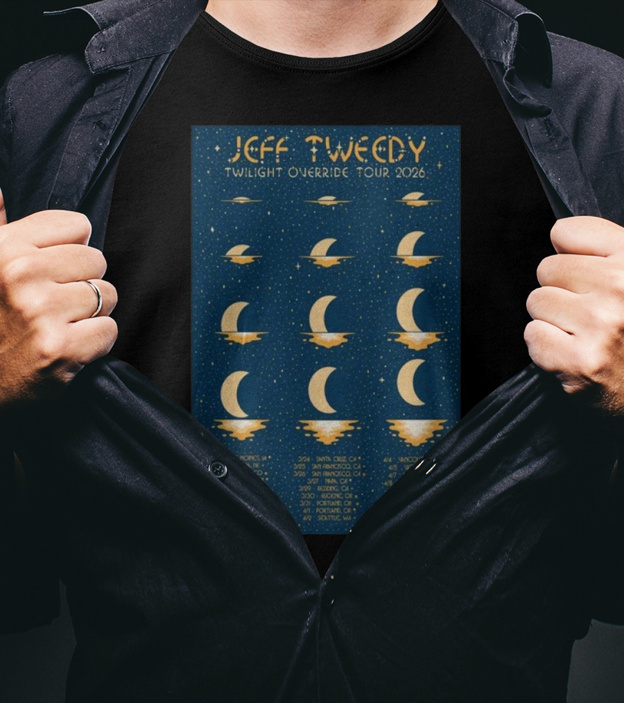 Jeff Tweedy Twilight Override Tour 2026 Des Moines Denver Chicago Portland Seattle San Francisco Los Angeles Albuquerque Victoria Bozeman T-Shirt