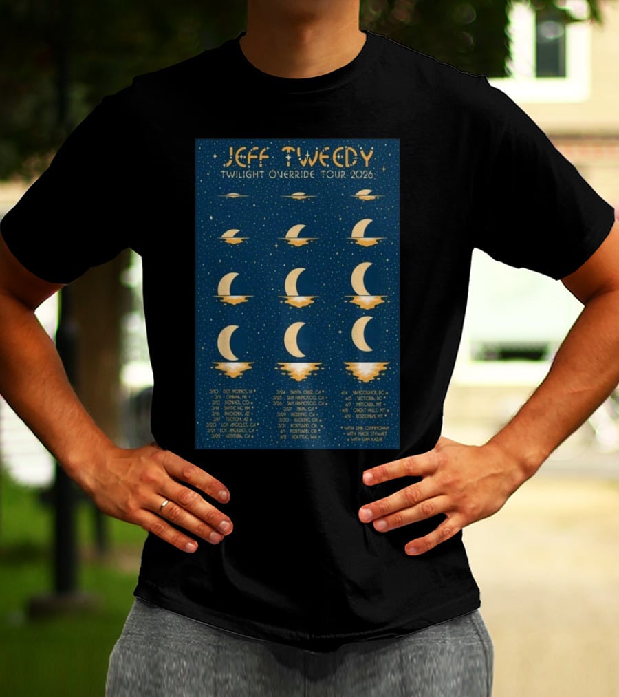 Jeff Tweedy Twilight Override Tour 2026 Des Moines Denver Chicago Portland Seattle San Francisco Los Angeles Albuquerque Victoria Bozeman T-Shirt