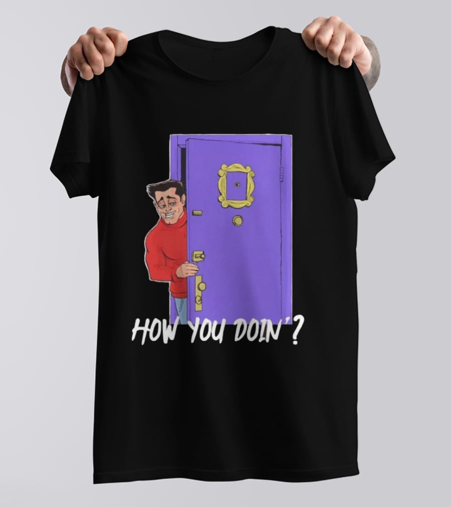 Joey Tribbiani How You Doin Cartoon Purple Door Iconic Phrase T-Shirt