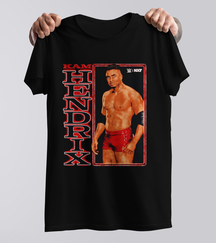 Kam Hendrix WWE NXT Vertical Name Red Trunks T-Shirt