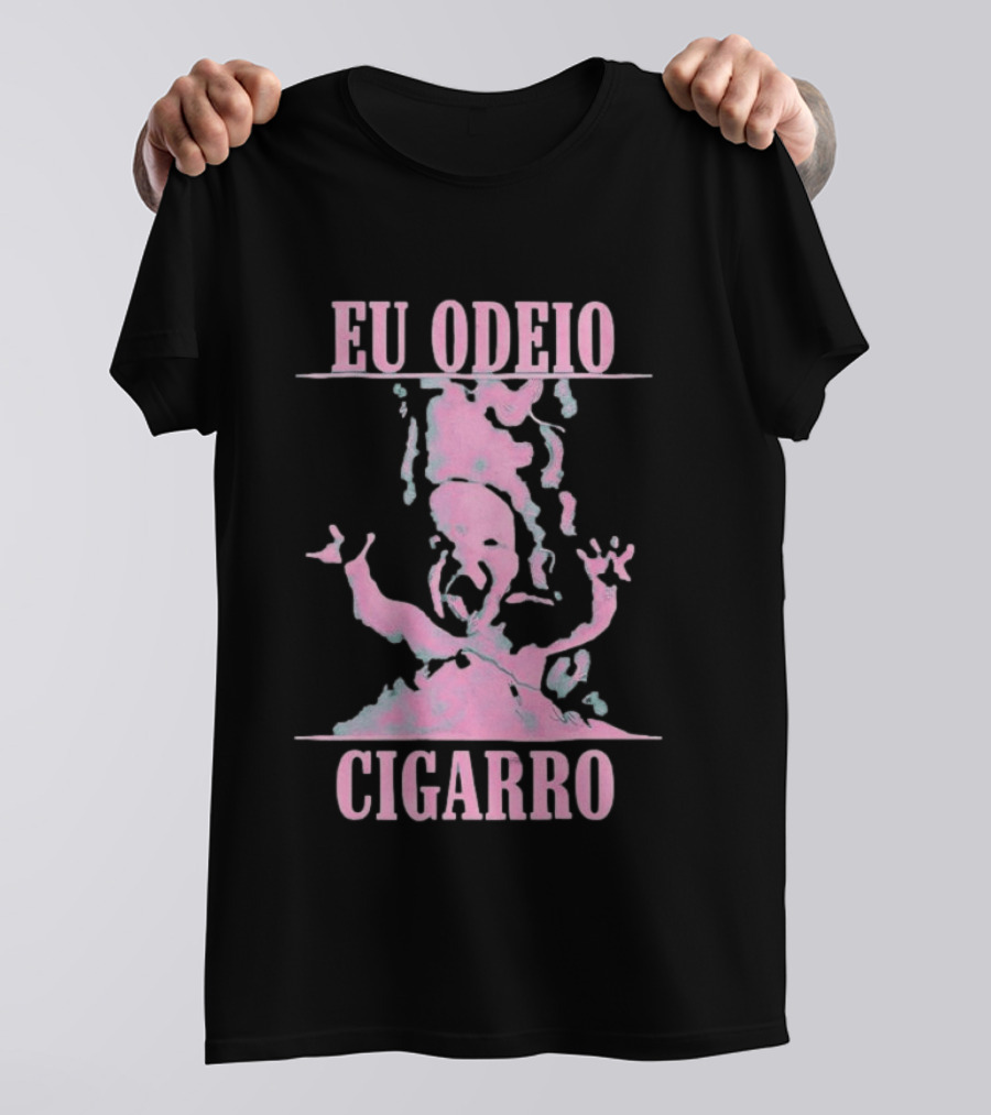 Eu Odeio Cigarro Anti Smoking Pink Smoke Face T-Shirt