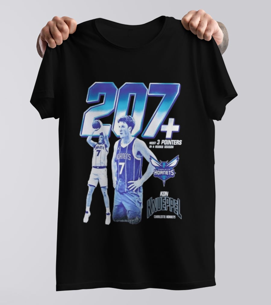 207+ Most 3 Pointers In NBA Rookie Season Kon Knueppel Charlotte Hornets T-Shirt