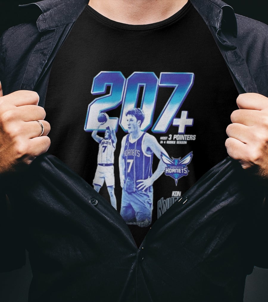 207+ Most 3 Pointers In NBA Rookie Season Kon Knueppel Charlotte Hornets T-Shirt