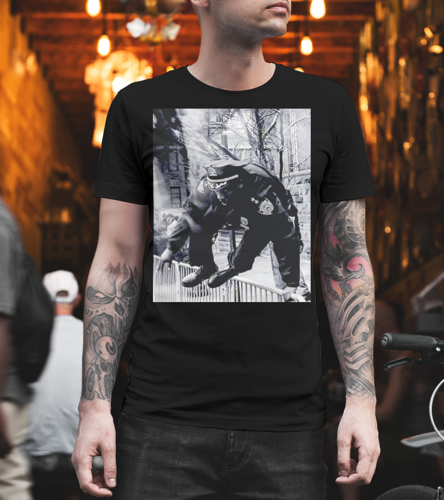 Chief Aaron Edwards American Hero Police Officer Jumping Fence T-Shirt