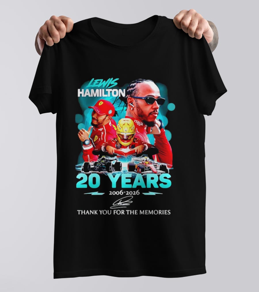 Lewis Hamilton 20 Years 2006 2026 Thank You For The Memories Ferrari F1 Racing Celebration T-Shirt
