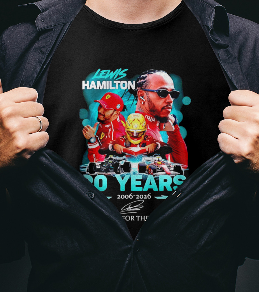 Lewis Hamilton 20 Years 2006 2026 Thank You For The Memories Ferrari F1 Racing Celebration T-Shirt