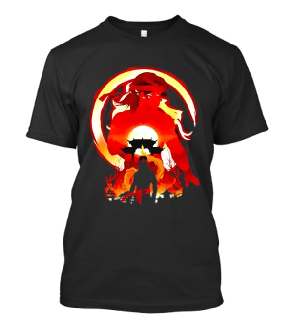 Liu Kang Mortal Kombat Dragon Circle Fire Temple Scene T-Shirt