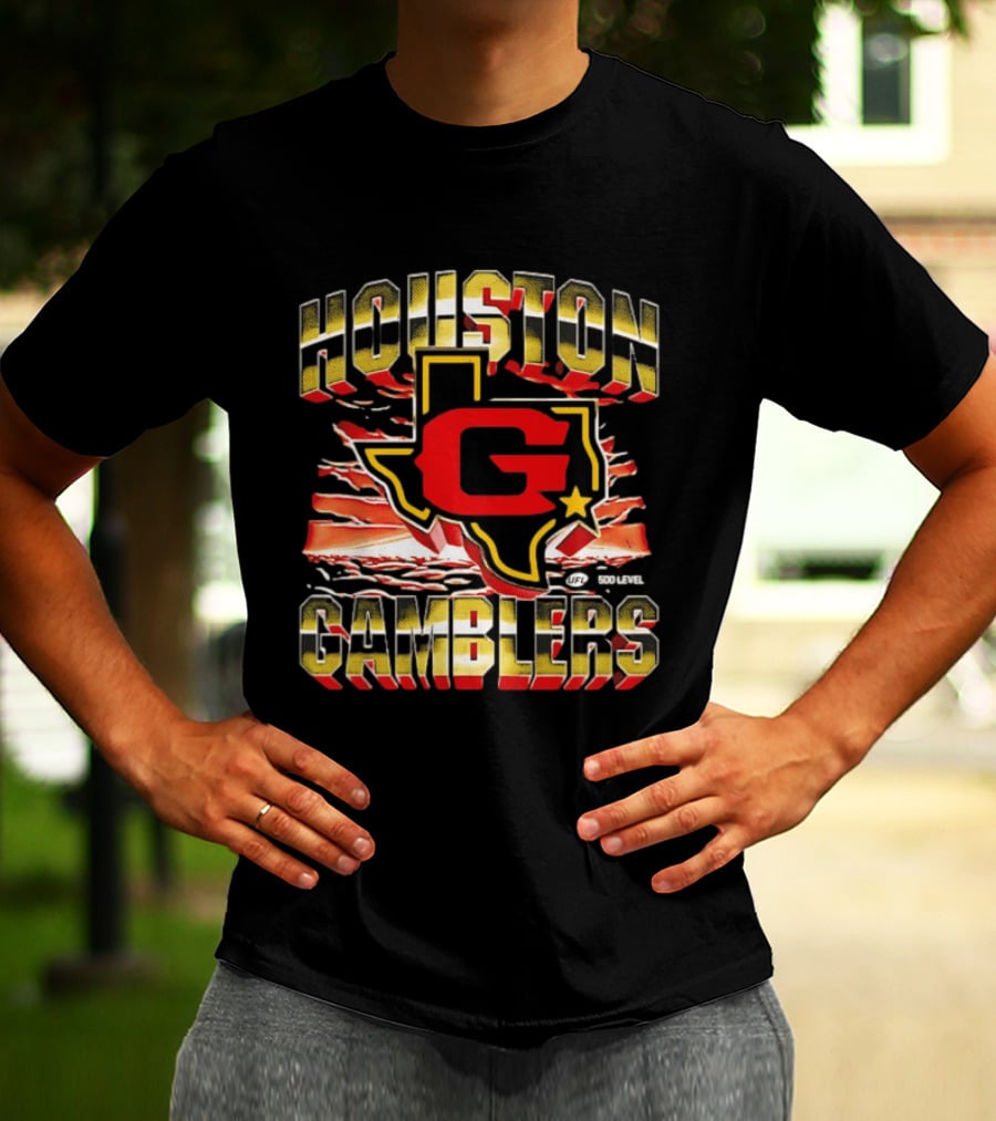 Houston Gamblers UFL Texas Map Star T-Shirt