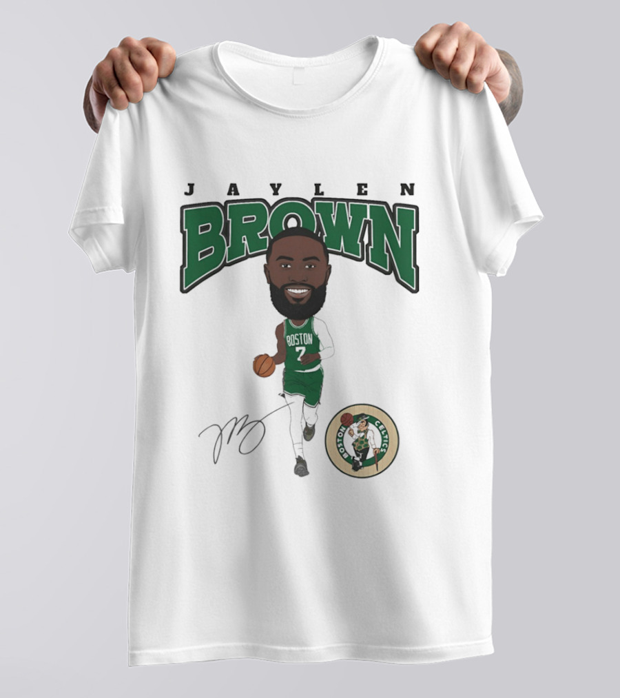Jaylen Brown Boston Celtics Hardwood Comic Celtics Player Caricature T-Shirt